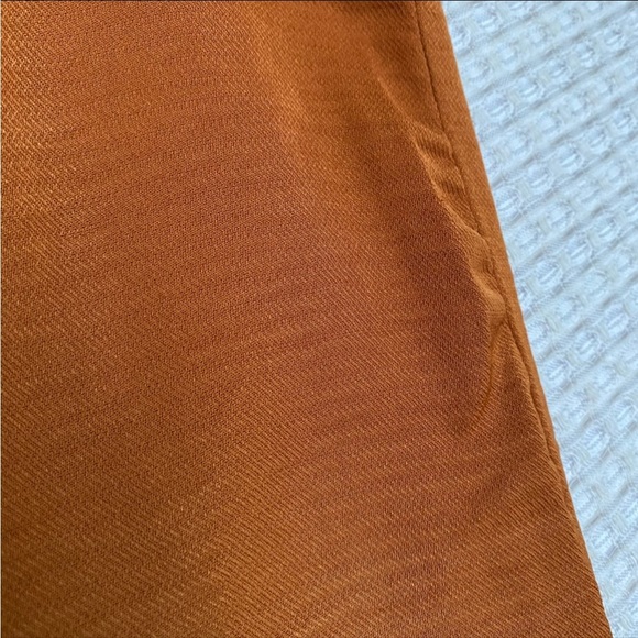 Mango Mustard Brown High Rise Tie Waist Wide Leg Crop Pants Medium - Picture 13 of 13